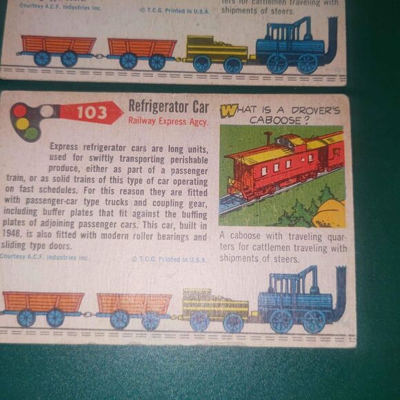 1955 Topps Rails and Sails #103 - Refrigerator Car - Railway Express - Lot of 2 - Picture 8 of 10